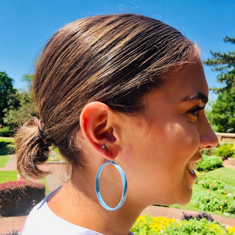 Vintage Turquoise Mod Enamel Hoops